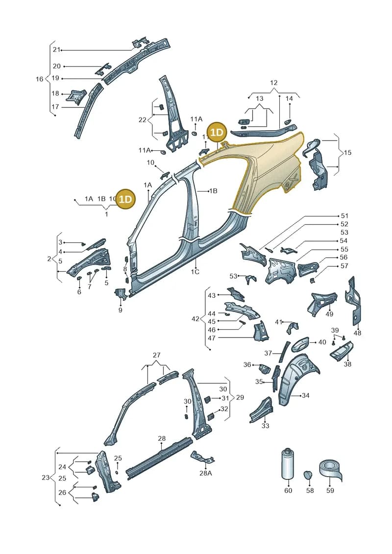 3V5809601D — Skoda Superb Combi (2015-2024) diagram 851809030, position 1D