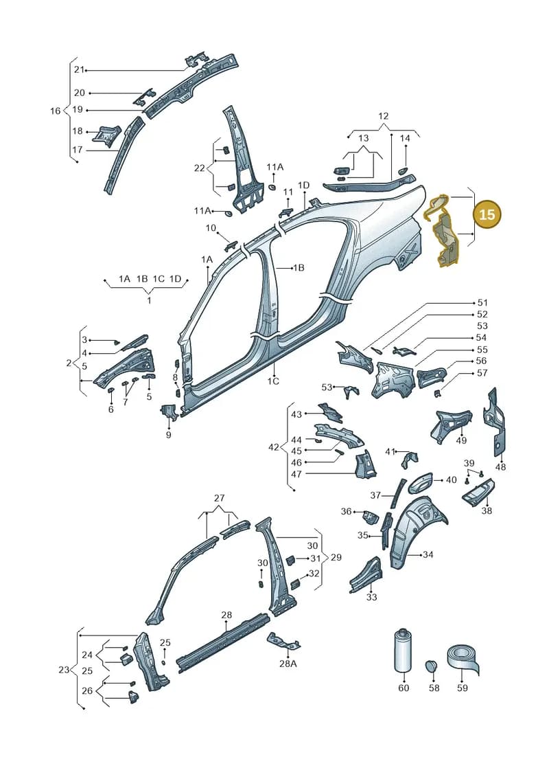 3V9809166 — Skoda Superb Combi (2015-2024) diagram 851809030, position 15