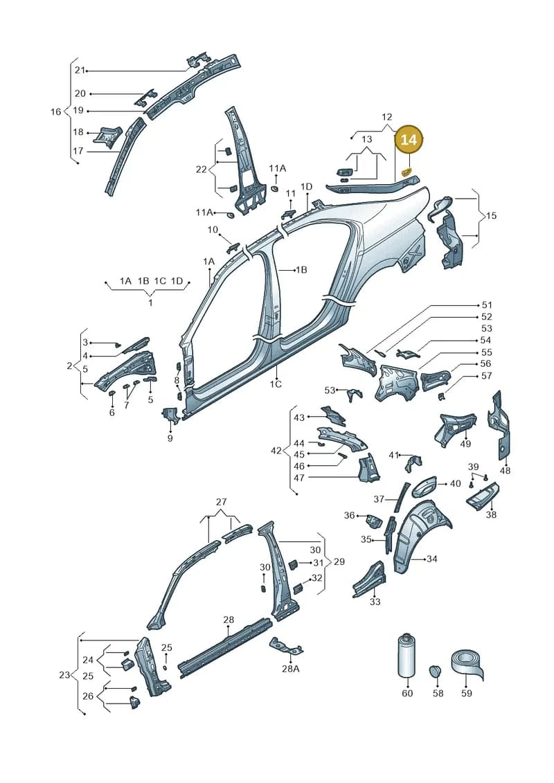 3V9809401A — Skoda Superb Combi (2015-2024) diagram 851809030, position 14