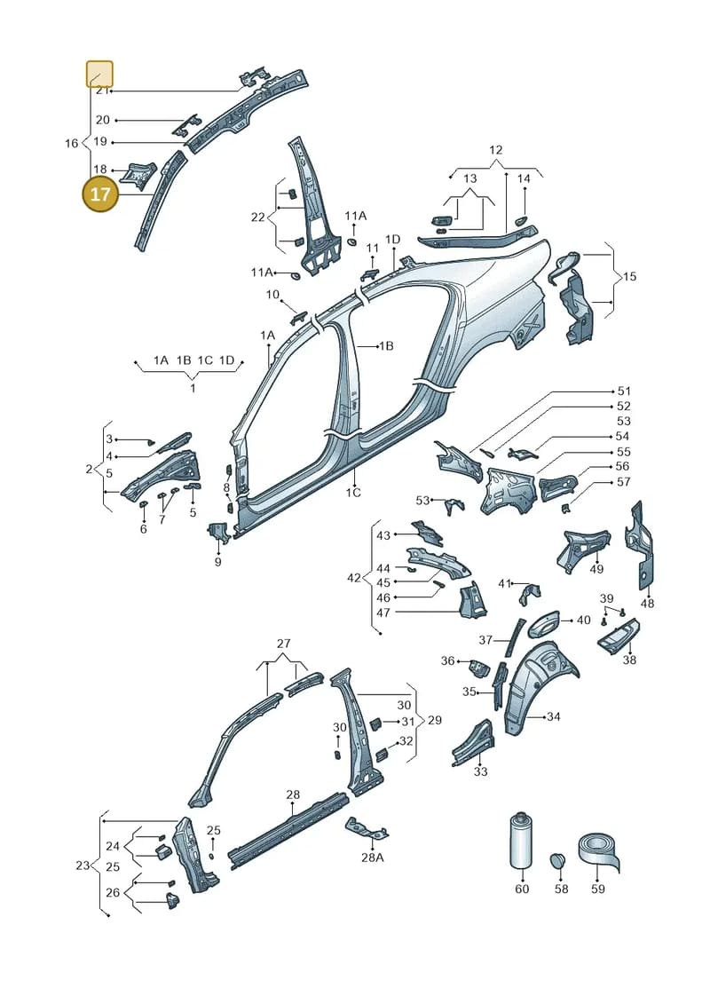 3V9809432A — Skoda Superb Combi (2015-2024) diagram 851809030, position 17