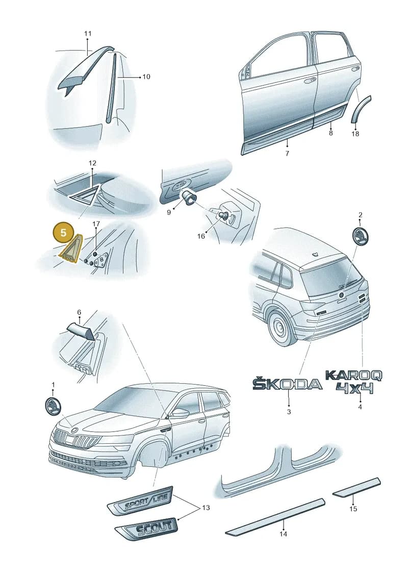 57A853271B9B9 — Skoda Karoq (2017-2023) diagram 834853000, position 5