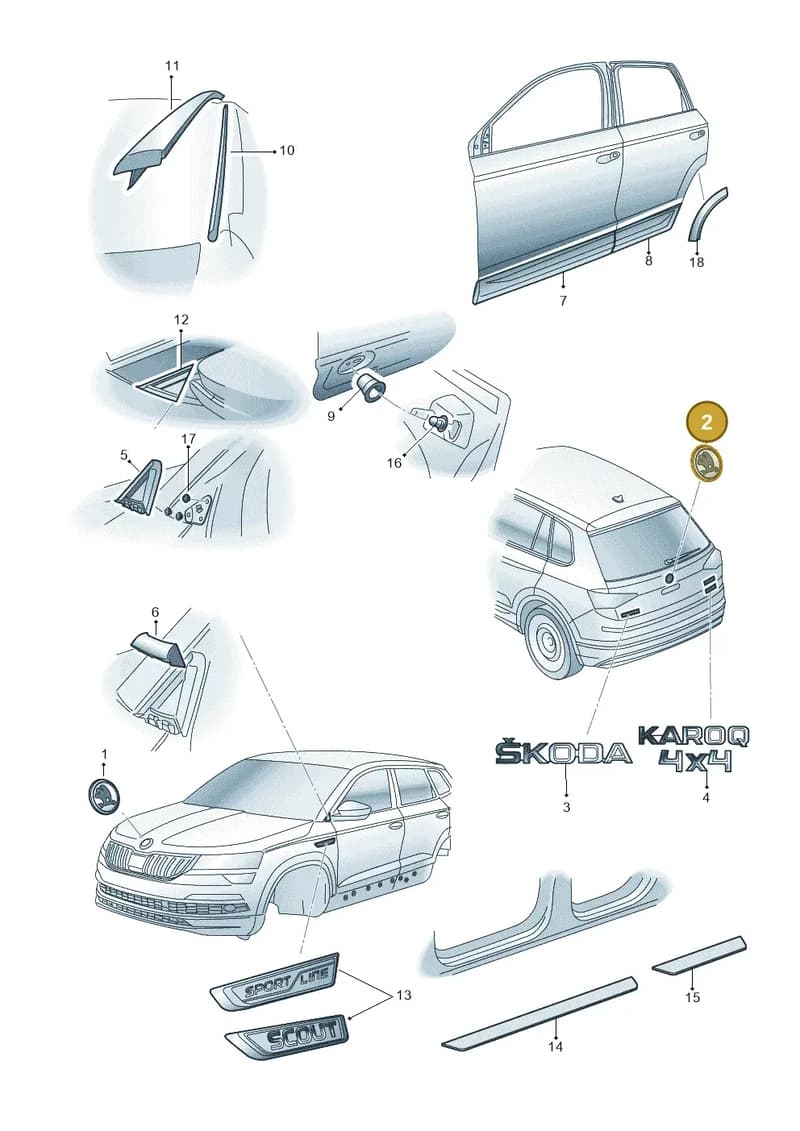 57A853621A — Skoda Karoq (2017-2023) diagram 834853000, position 2