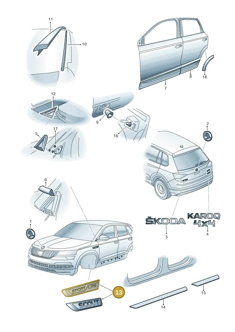 57A853713BTJ — Skoda Karoq (2017-2023) diagram 834853000, position 13
