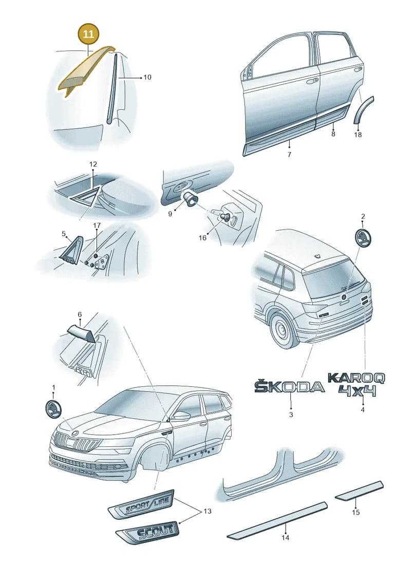 57A854327A9B9 — Skoda Karoq (2017-2023) diagram 834853000, position 11