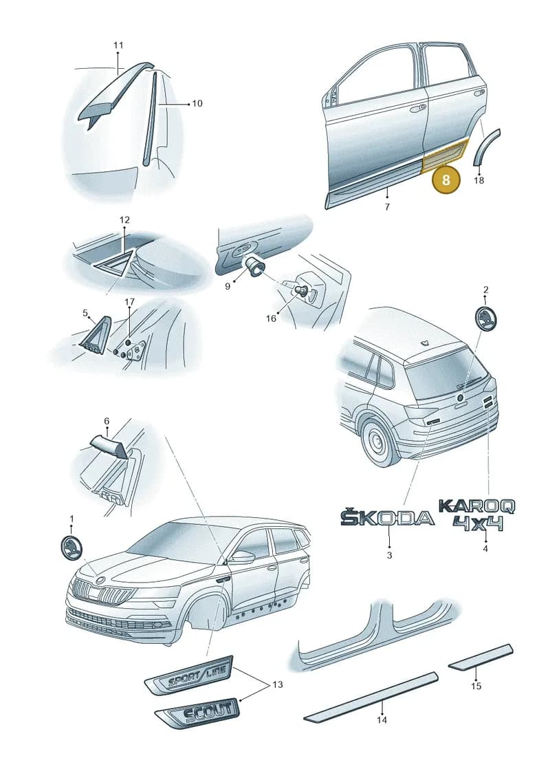 57A854950DGRU — Skoda Karoq (2017-2023) diagram 834853000, position 8