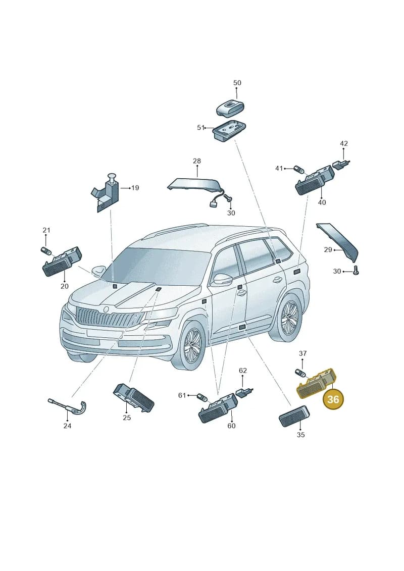 5E3052134D — Skoda Karoq (2017-2023) diagram 834947010, position 36
