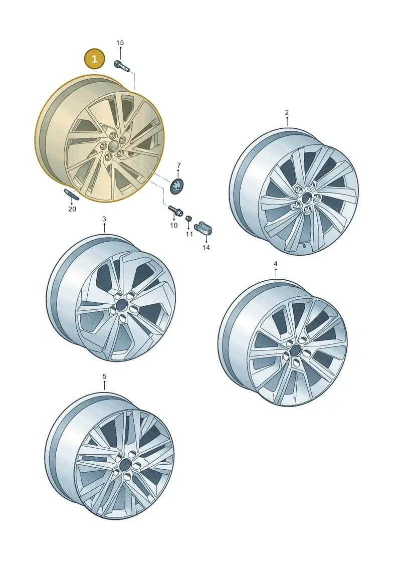 5E3601025AD — Skoda Octavia (2019-2022) diagram 585601080, position 1
