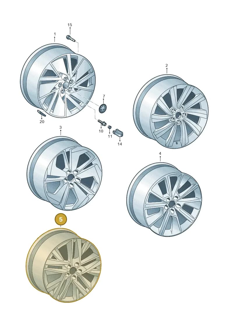 5E3601025BG — Skoda Octavia (2019-2022) diagram 585601080, position 5