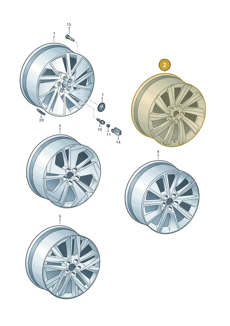 5E3601025H — Skoda Octavia (2019-2022) diagram 585601080, position 2