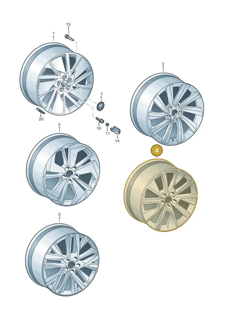 5E3601025L — Skoda Octavia (2019-2022) diagram 585601080, position 4