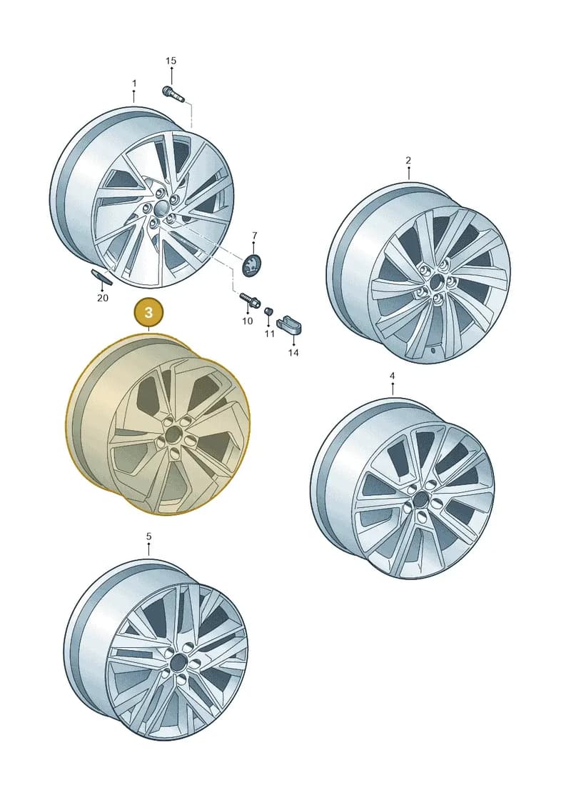 5E3601025N — Skoda Octavia (2019-2022) diagram 585601080, position 3