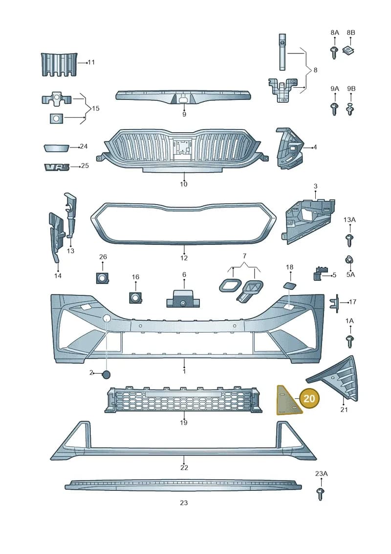5E3807367B9B9 — Skoda Octavia (2019-2022) diagram 585807040, position 20