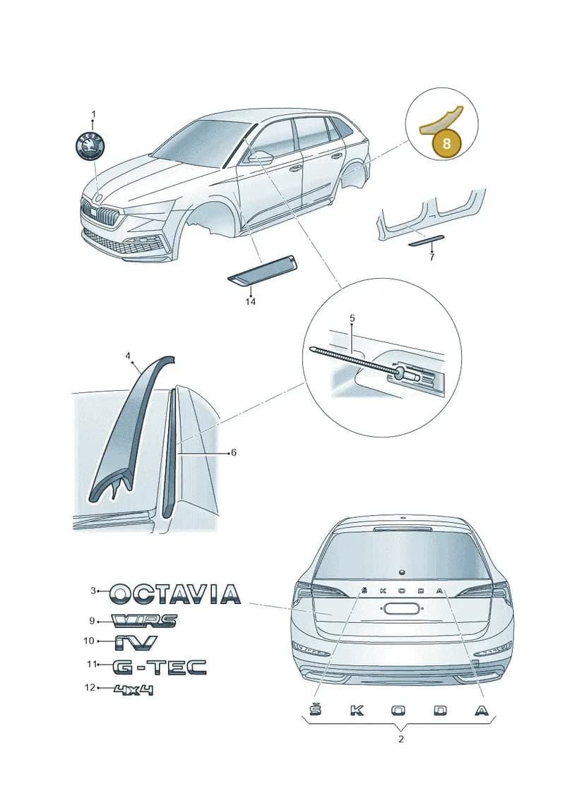 5E3807906C — Skoda Octavia (2019-2022) diagram 585853000, position 8