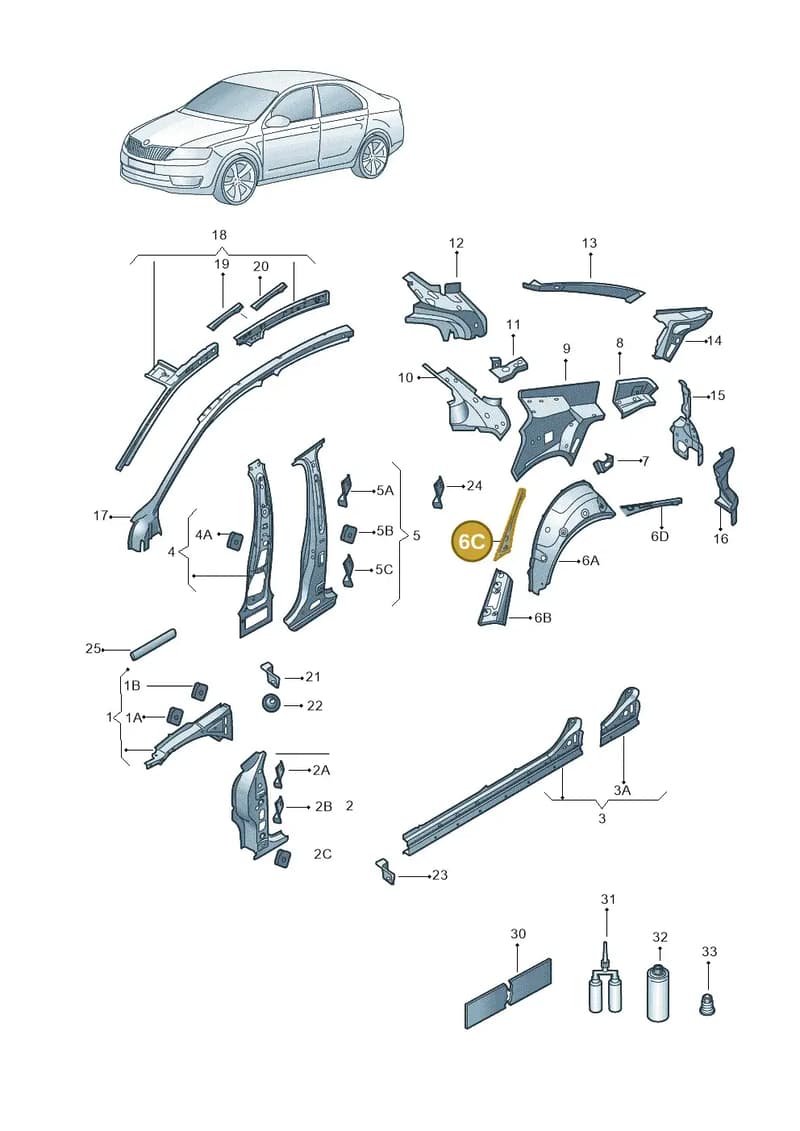 5E3809407 — Skoda Octavia (2019-2022) diagram 585809010, position 6C