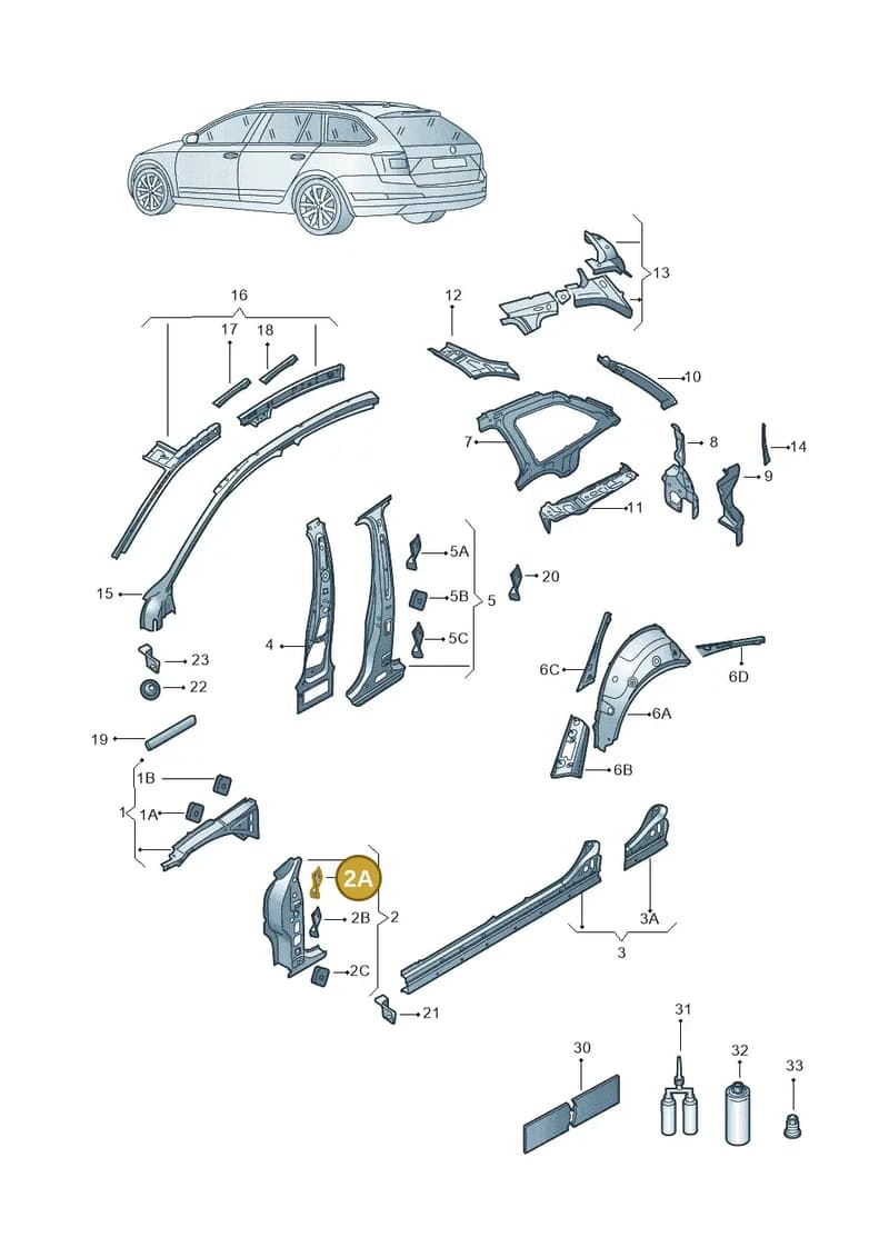 5E3809623 — Skoda Octavia (2019-2022) diagram 585809000, position 2A
