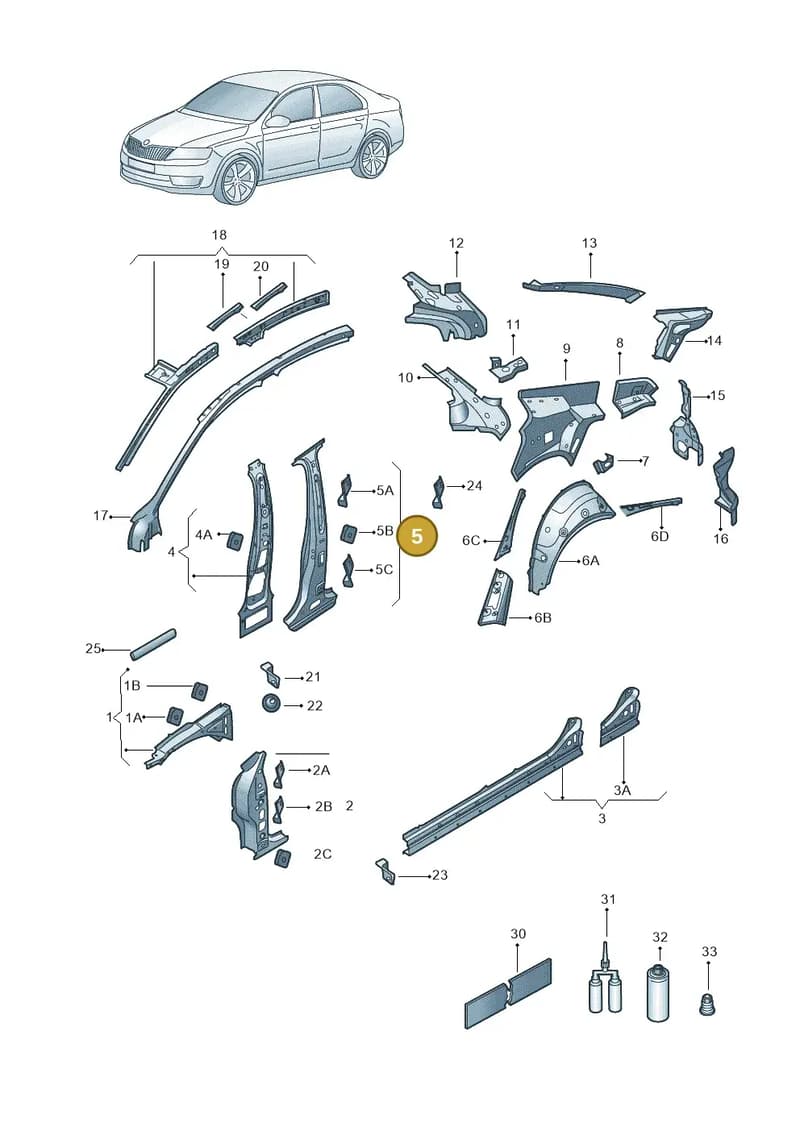 5E3810361 — Skoda Octavia (2019-2022) diagram 585809010, position 5