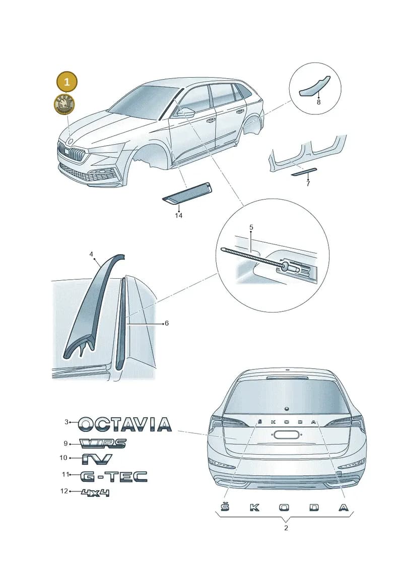 5E3853621DFOD — Skoda Octavia (2019-2022) diagram 585853000, position 1