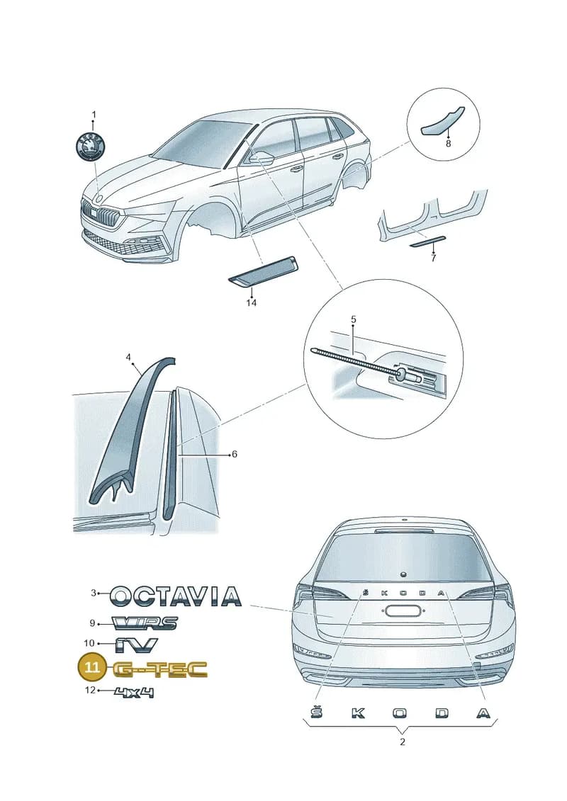 5E3853687FUKV — Skoda Octavia (2019-2022) diagram 585853000, position 11