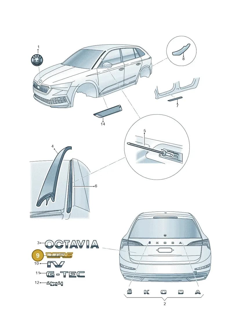 5E3853687TXPC — Skoda Octavia (2019-2022) diagram 585853000, position 9