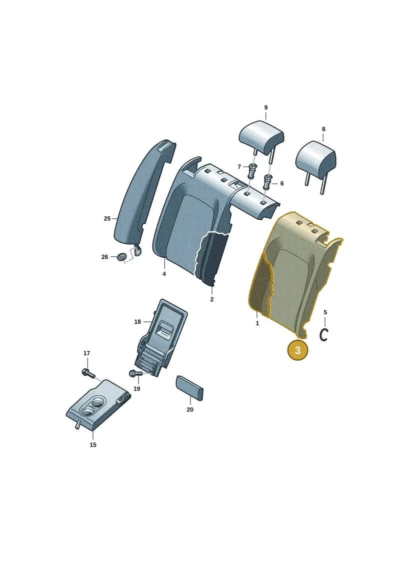 5E3885805ARVLE — Skoda Octavia (2019-2022) diagram 5h0885200, position 3