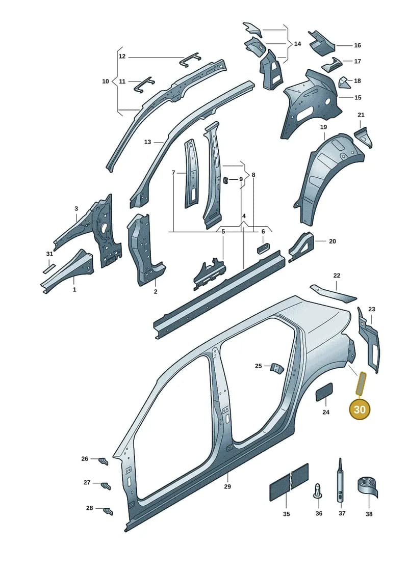 5E3899171 — Skoda Fabia (2021-2022) diagram 6vn809000, position 30