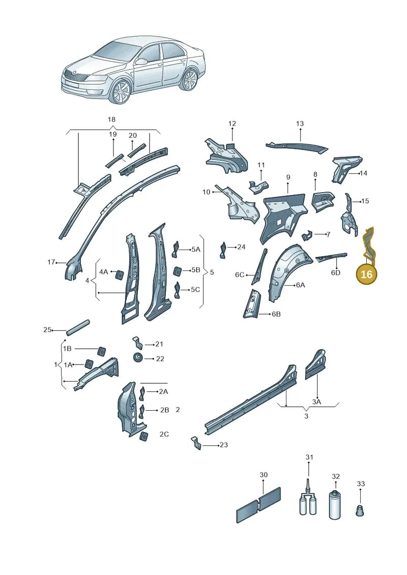 5E6813319 — Skoda Octavia (2019-2022) diagram 585809010, position 16