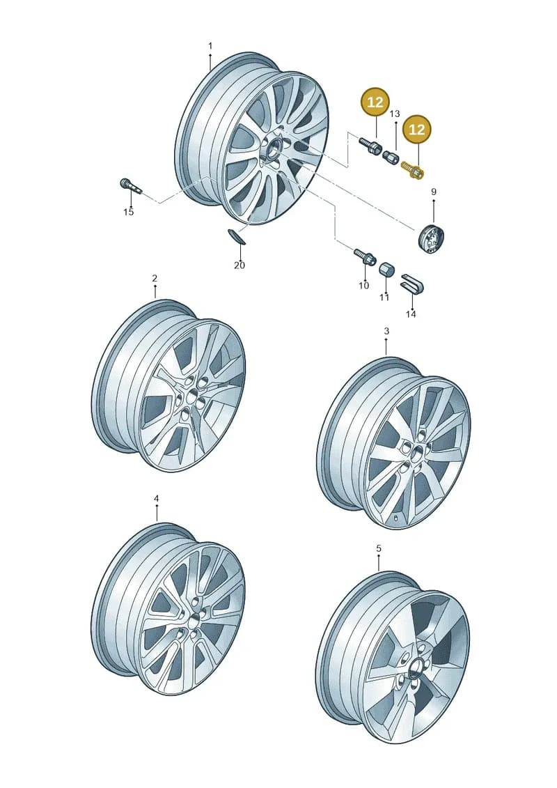 5J0698139766 — Skoda Yeti (2013-2017) diagram 779601700, position 12