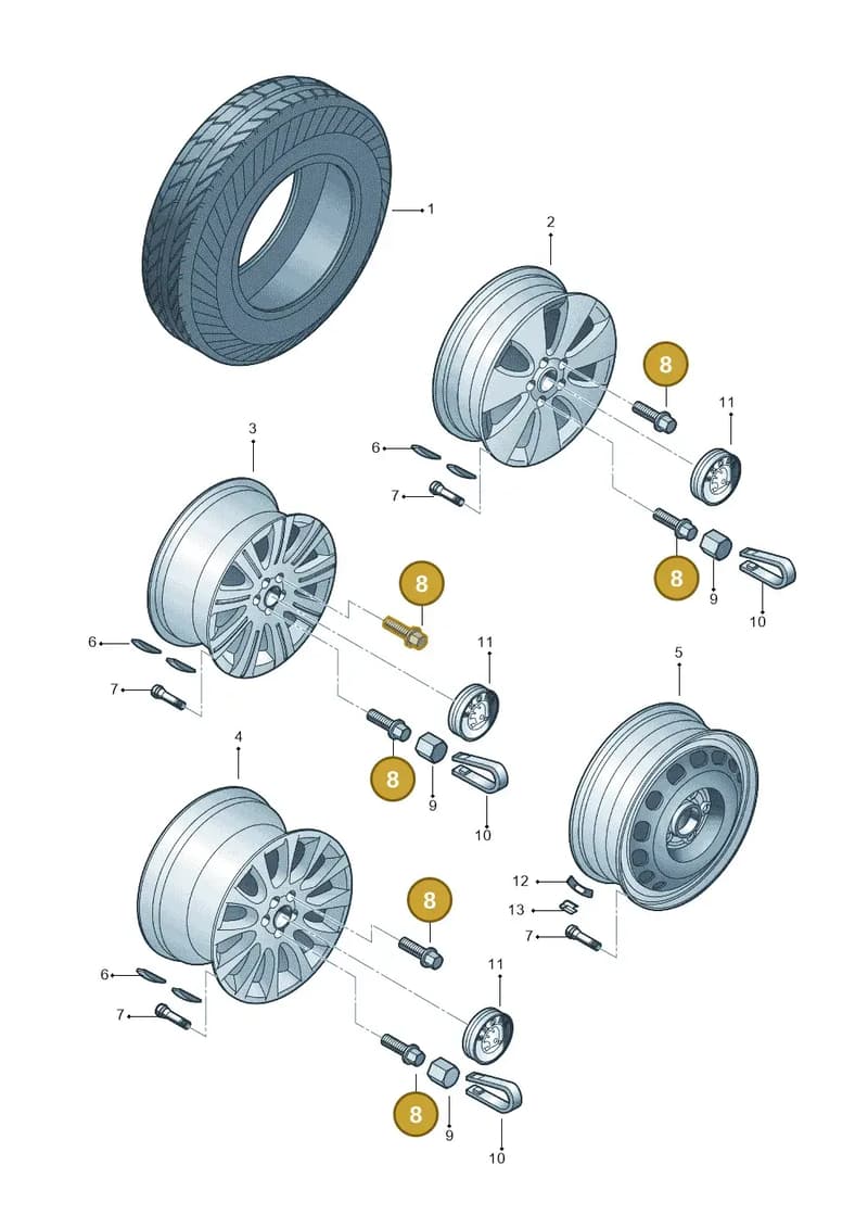 5J0698139779 — Skoda Yeti (2013-2017) diagram 671601600, position 8