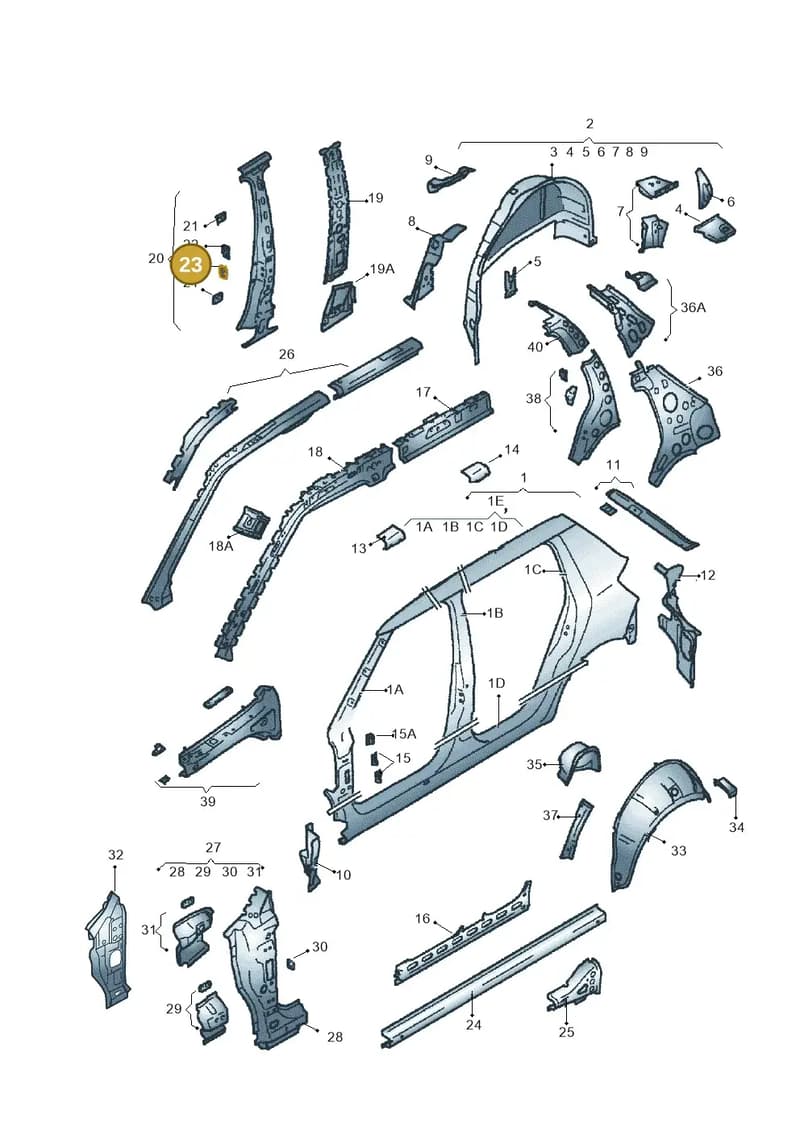5J0802109A — Skoda Fabia Scout (2010-2014) diagram 608809300, position 23