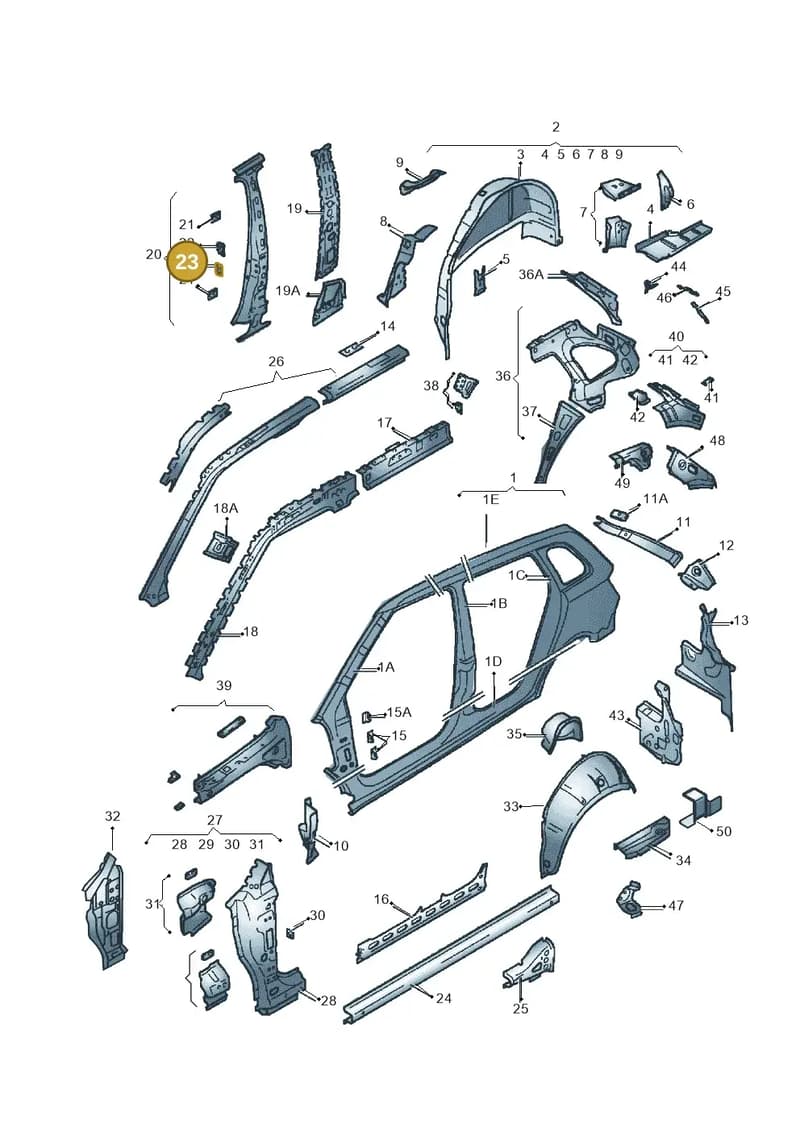 5J0802109A — Skoda Fabia Scout (2010-2014) diagram 608809350, position 23
