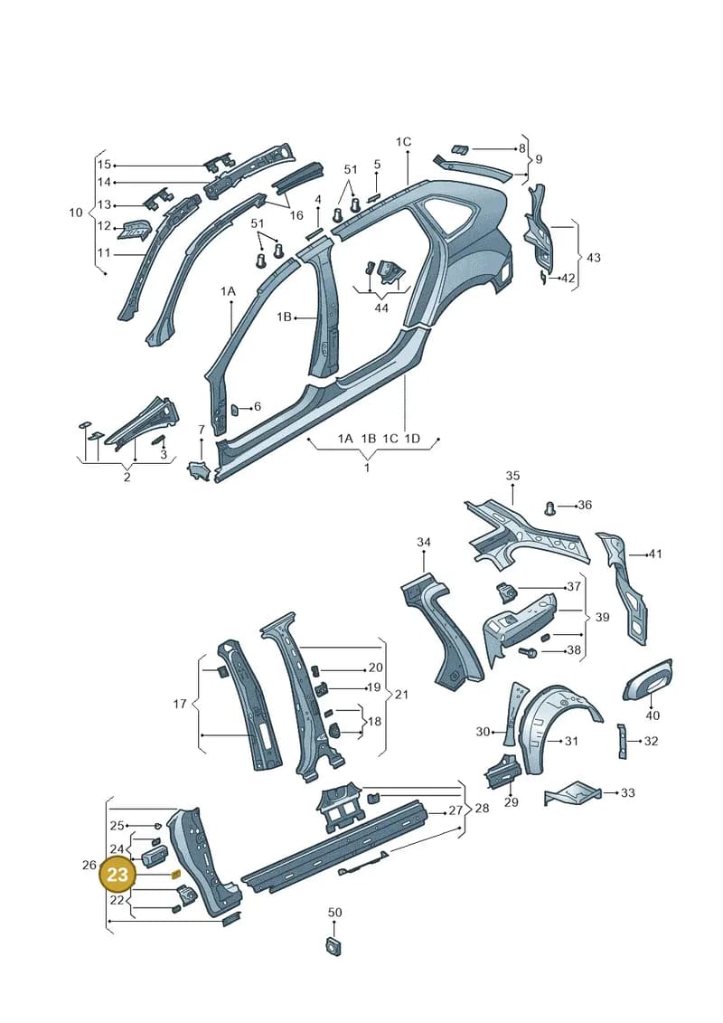 5J0802109A — Skoda Rapid (2012-2022) diagram 740809350, position 23