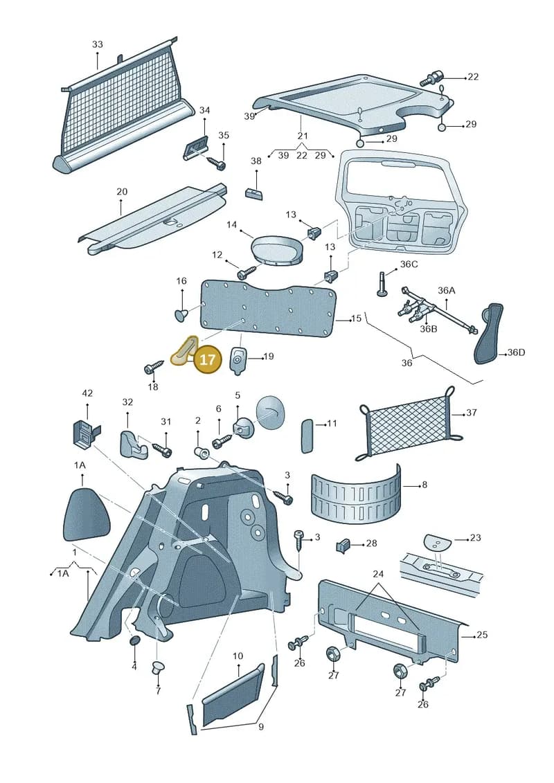 5J0827895 — Skoda Fabia Scout (2010-2014) diagram 608867800, position 17