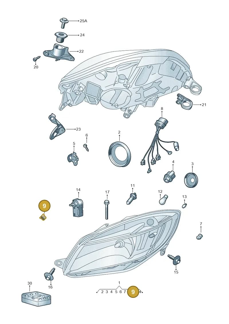 5J0941145 — Skoda Rapid Ambition (2011-2021) diagram 726941010, position 9