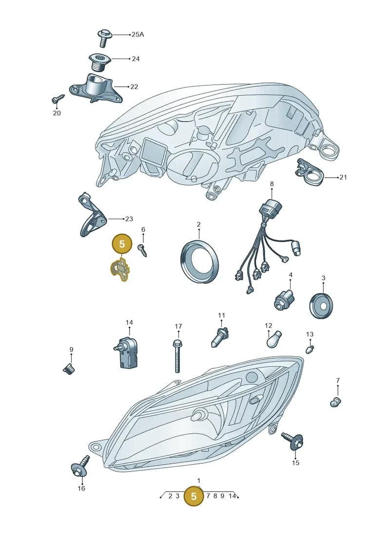 5J0941621A — Skoda Roomster (2010-2015) diagram 697941100, position 5