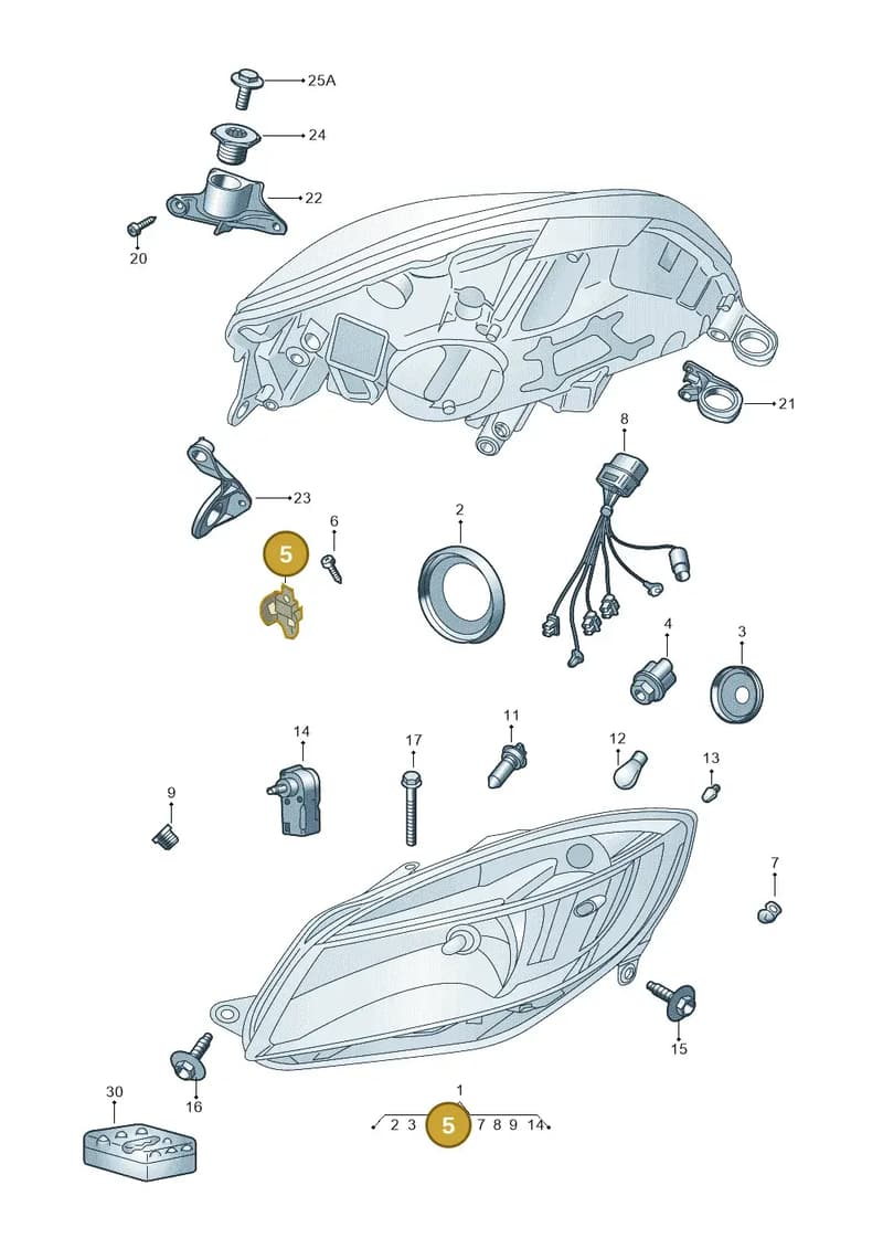 5J0941621A — Skoda Rapid Ambition (2011-2021) diagram 726941010, position 5