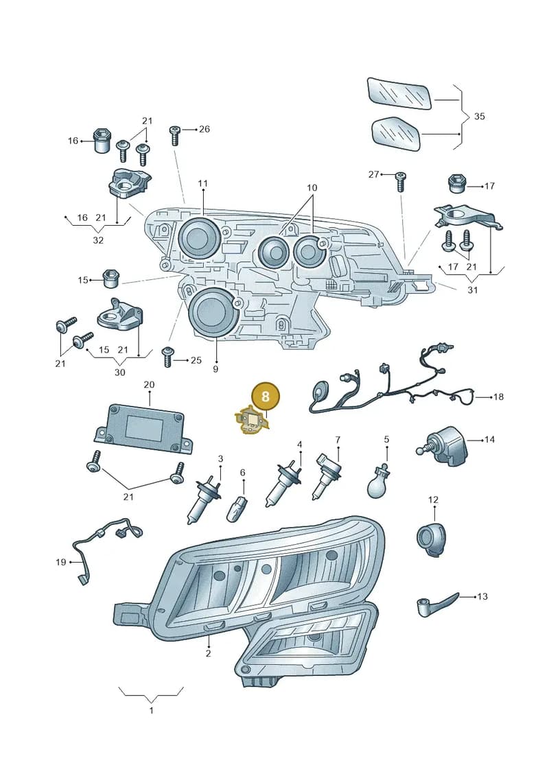 5J0941621A — Skoda Kodiaq (2018-2022) diagram 804941000, position 8