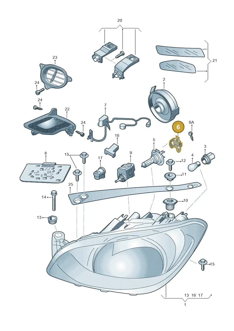 5J0941621A — Skoda Citigo (2019-2021) diagram 727941100, position 6