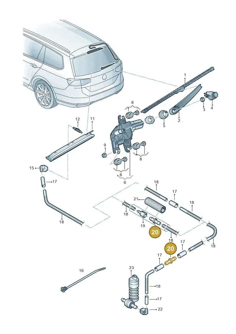 5J0955975 — Skoda Superb Combi (2015-2024) diagram 793955200, position 20