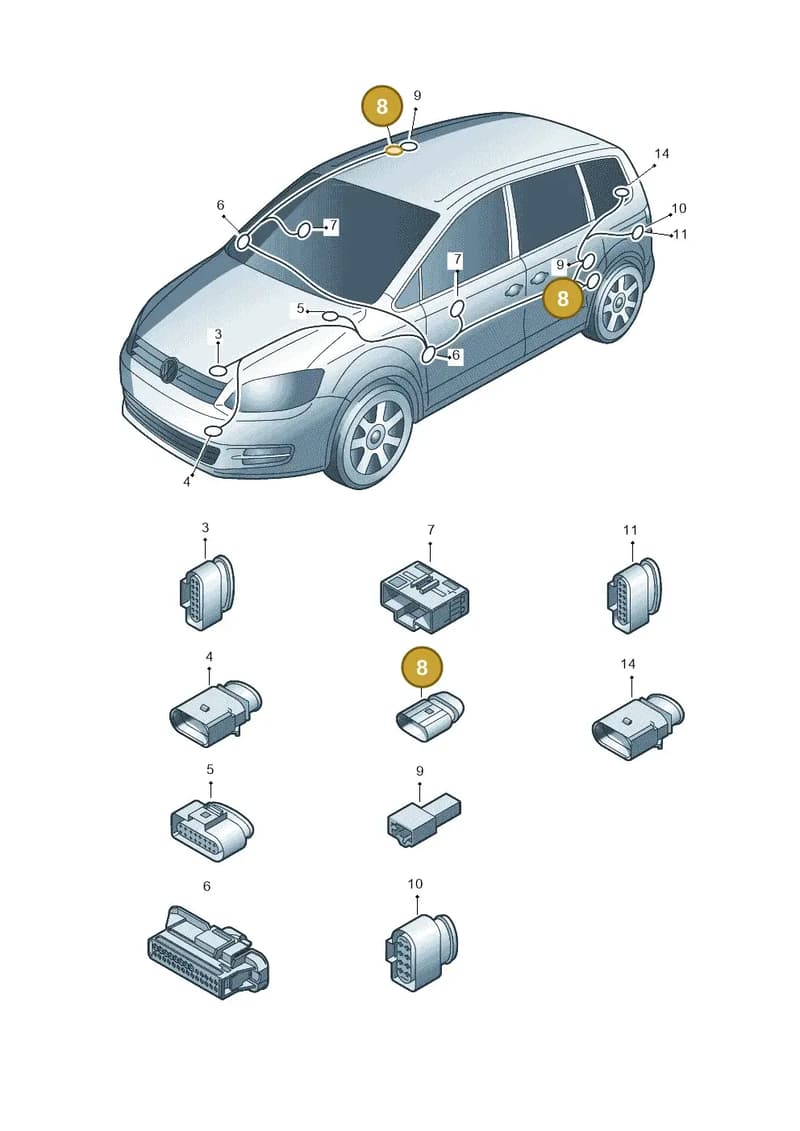 5J0972734 — Volkswagen Sharan Blue Motion (2010-2015) diagram 689971800, position 8