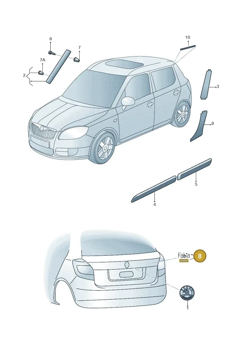 5J6853687AA2ZZ — Skoda Fabia Ambiente (2009-2013) diagram 608853000, position 8