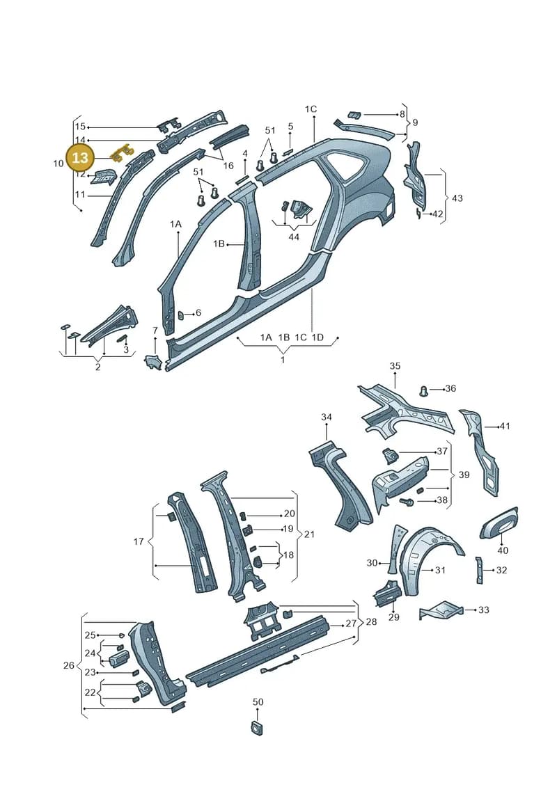 5JA809117A — Skoda Rapid (2012-2022) diagram 740809350, position 13