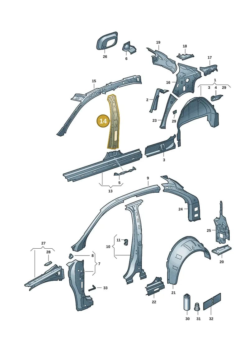 5JA809443 — Skoda Rapid (2012-2022) diagram 62x809030, position 14