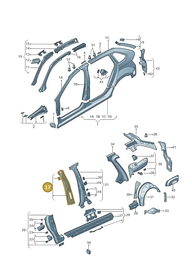 5JA809444 — Skoda Rapid (2012-2022) diagram 740809350, position 17