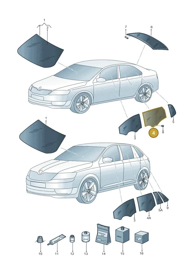 5JA845205A — Skoda Rapid (2012-2022) diagram 740845000, position 4