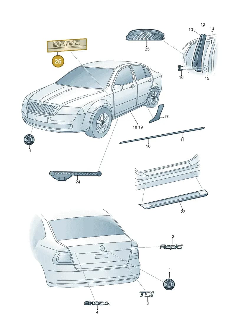 5JA853041ATW4 — Skoda Rapid (2012-2022) diagram 740853000, position 26
