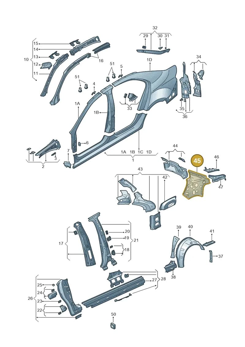 5JH809354A — Skoda Rapid (2012-2022) diagram 740809300, position 45