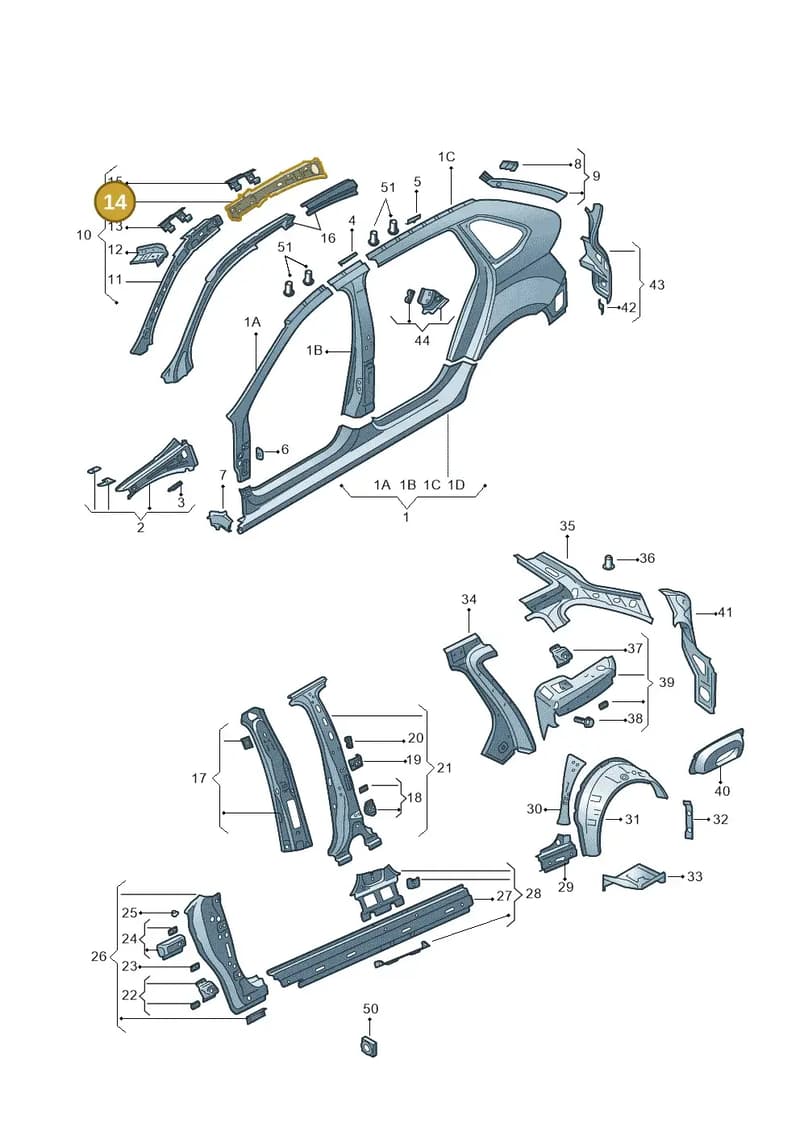 5JJ809431 — Skoda Rapid (2012-2022) diagram 740809350, position 14