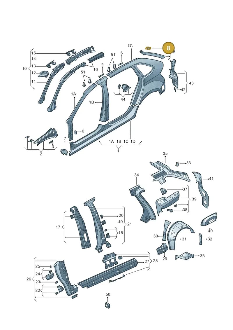 5JJ809665 — Skoda Rapid (2012-2022) diagram 740809350, position 8