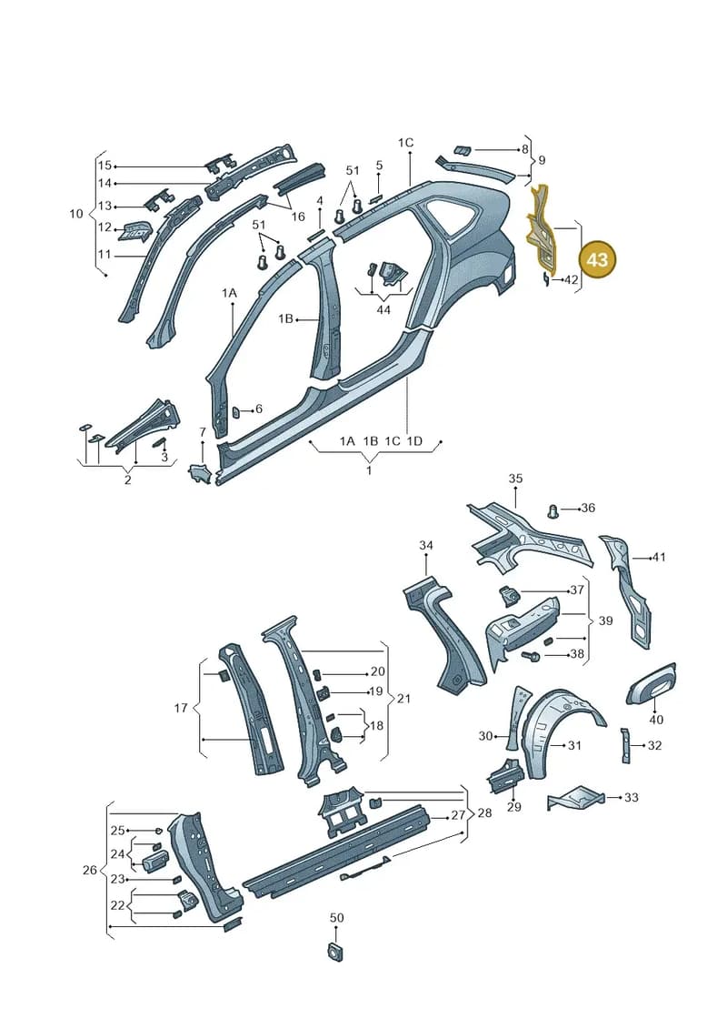5JJ813319 — Skoda Rapid (2012-2022) diagram 740809350, position 43