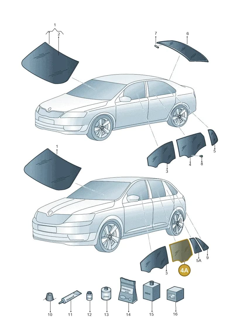 5JJ845205 — Skoda Rapid (2012-2022) diagram 740845000, position 4A